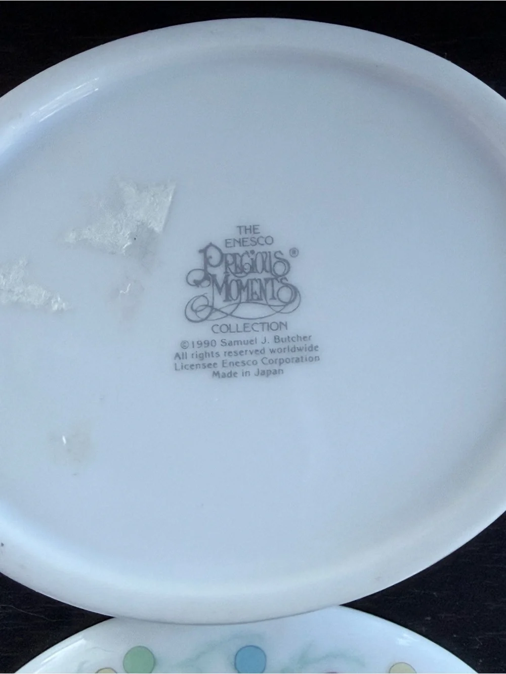 Christmas Oval Trinket Dish - Pastel Polka Dot - 1990